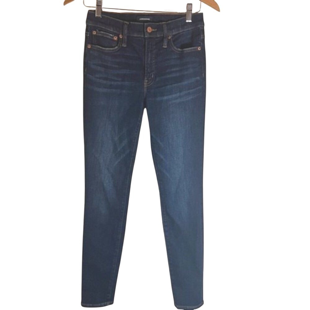 J.Crew 9in‎ High Rise Toothpick Jean, Size 27 Dark Wash Denim Grunge Streetwear